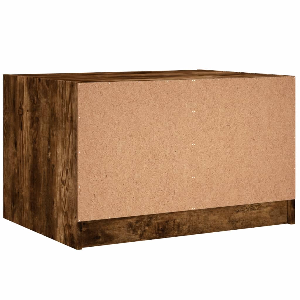 Tavolino da Salotto con Ante in Vetro Rovere Fumo 68x50x42 cm 836368