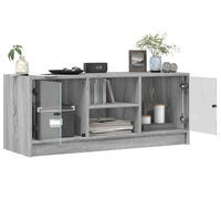 Mobile Porta TV con Ante in Vetro Grigio Sonoma 102x37x42 cm 836376