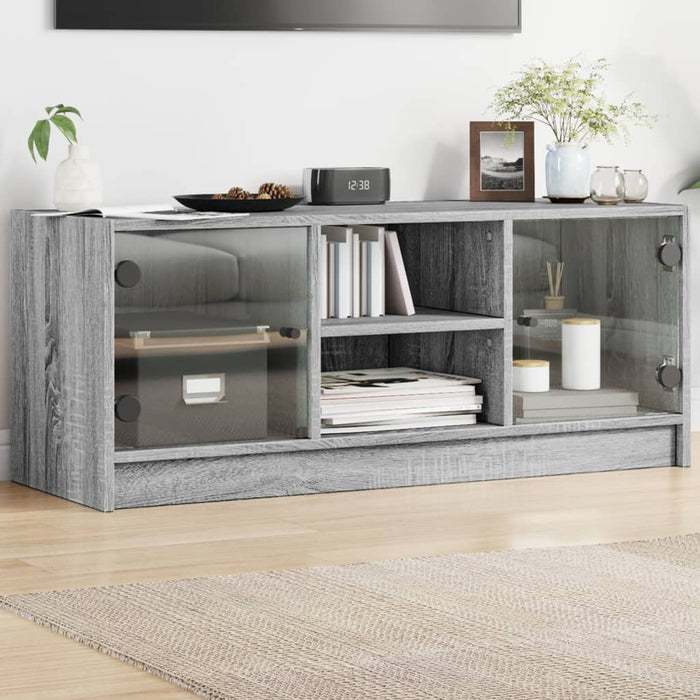 Mobile Porta TV con Ante in Vetro Grigio Sonoma 102x37x42 cmcod mxl 87150