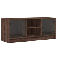 Mobile Porta TV con Ante in Vetro Rovere Marrone 102x37x42 cm 836377