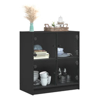 Mobile con Ante in Vetro Nero 68x37x75,5 cm 836379