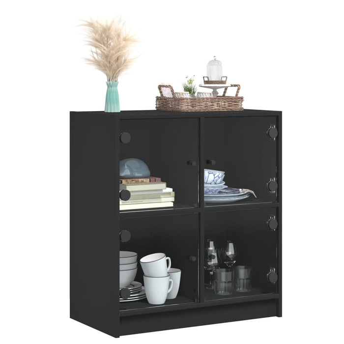 Mobile con Ante in Vetro Nero 68x37x75,5 cm 836379