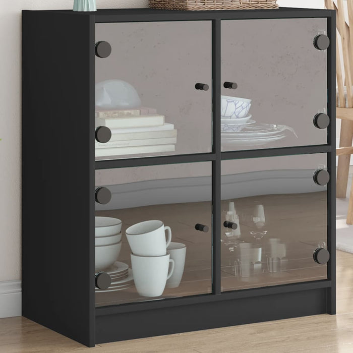 Mobile con Ante in Vetro Nero 68x37x75,5 cm 836379