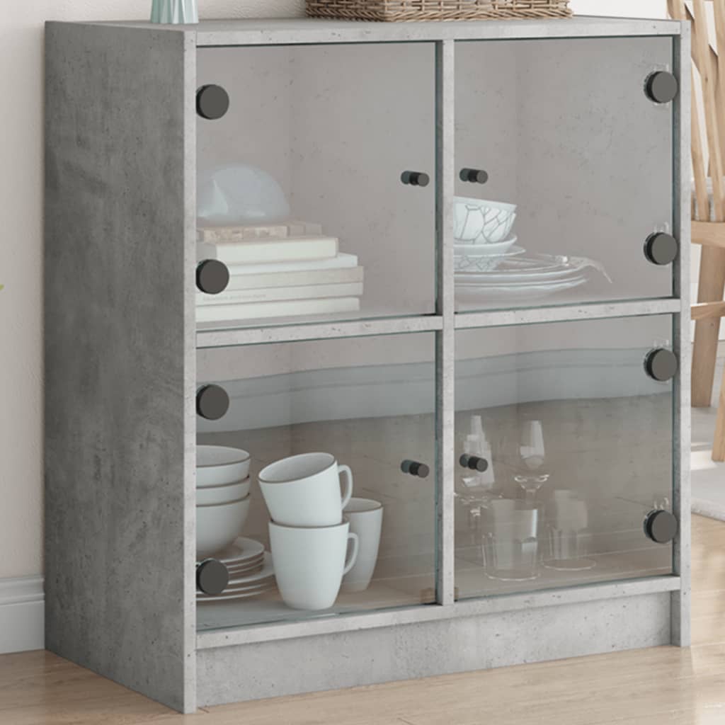 Mobile con Ante in Vetro Grigio Cemento 68x37x75,5 cmcod mxl 87139