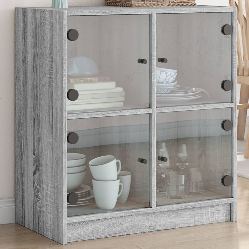 Mobile con Ante in Vetro Grigio Sonoma 68x37x75,5 cmcod mxl 87138