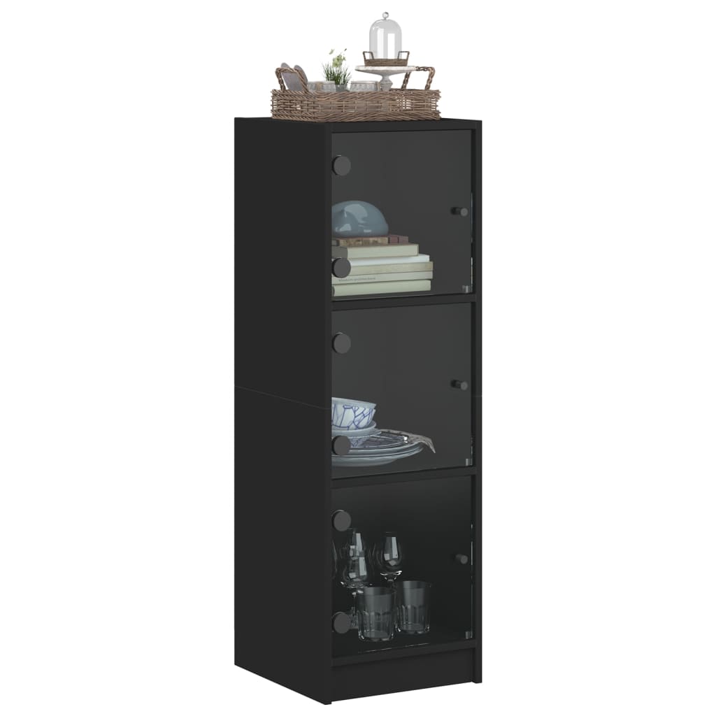 Credenza con Ante in Vetro Nera 35x37x109 cm 836386