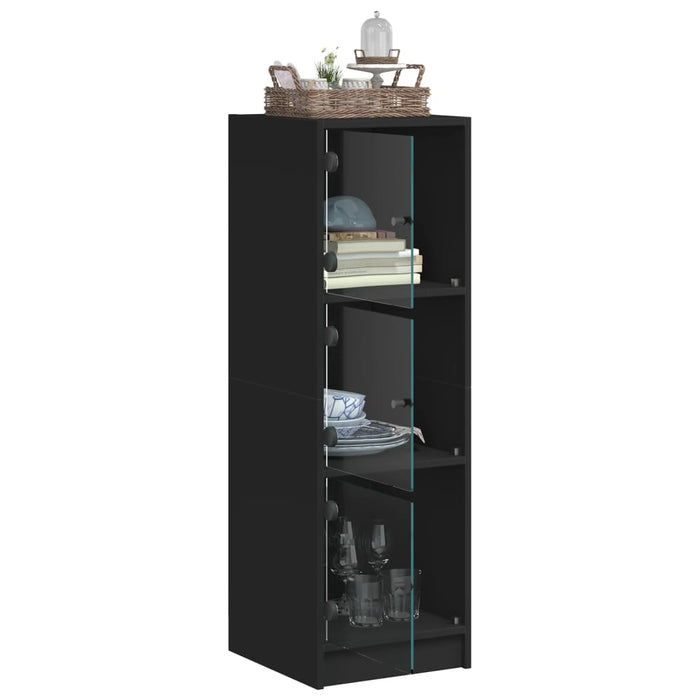 Credenza con Ante in Vetro Nera 35x37x109 cm 836386