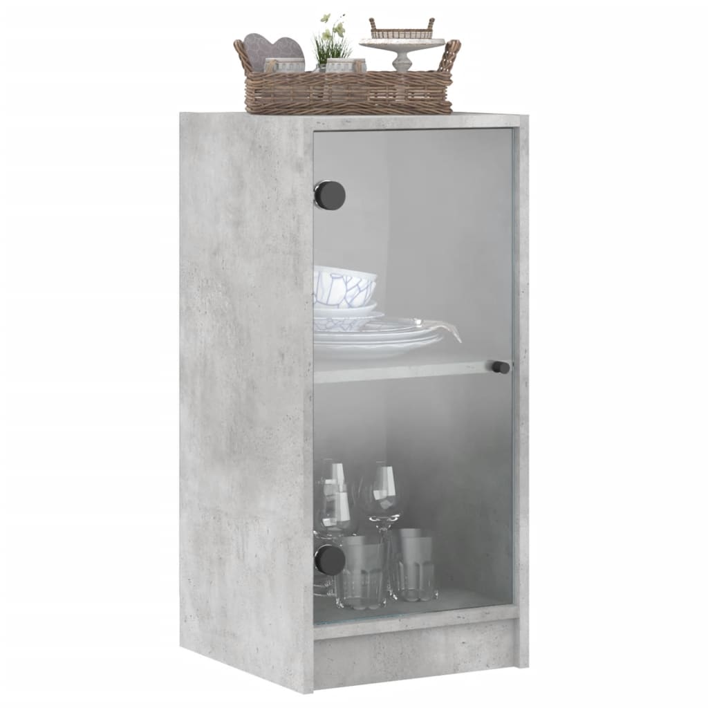 Mobile con Ante in Vetro Grigio Cemento 35x37x75,5 cm 836402