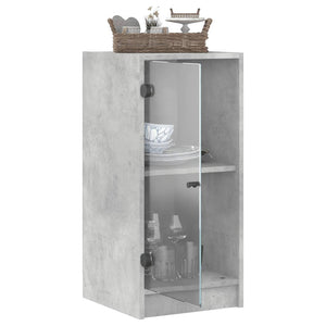 Mobile con Ante in Vetro Grigio Cemento 35x37x75,5 cm 836402