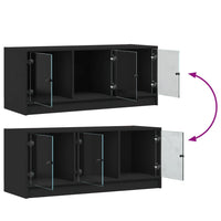 Mobile Porta TV con Ante in Vetro Nero 102x37x42 cm 836407