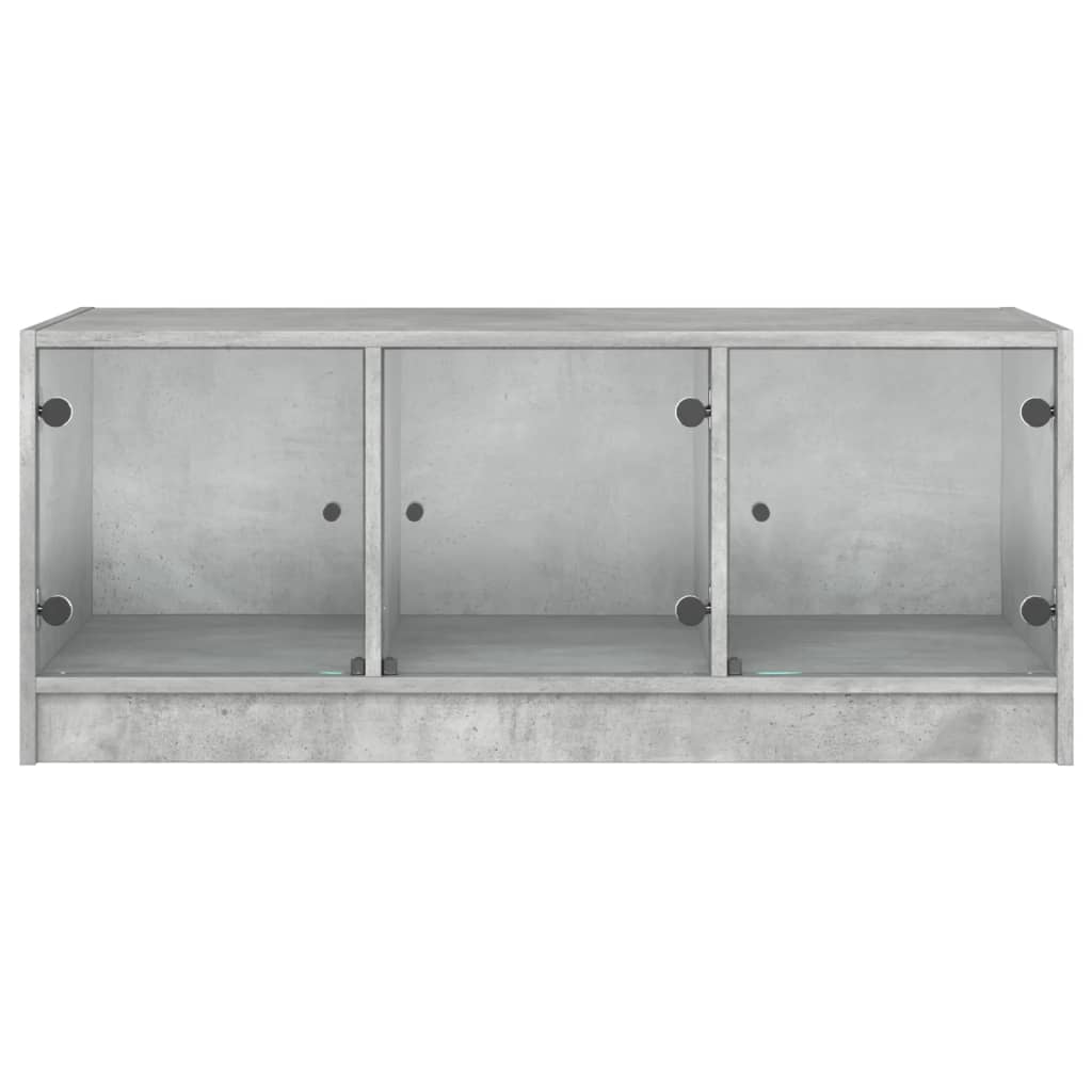 Tavolino Salotto con Ante in Vetro Grigio Cemento 102x50x42 cm 836416