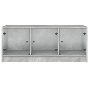 Tavolino Salotto con Ante in Vetro Grigio Cemento 102x50x42 cm 836416