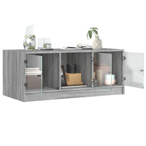 Tavolino da Salotto con Ante in Vetro Grigio Sonoma 102x50x42cm 836418