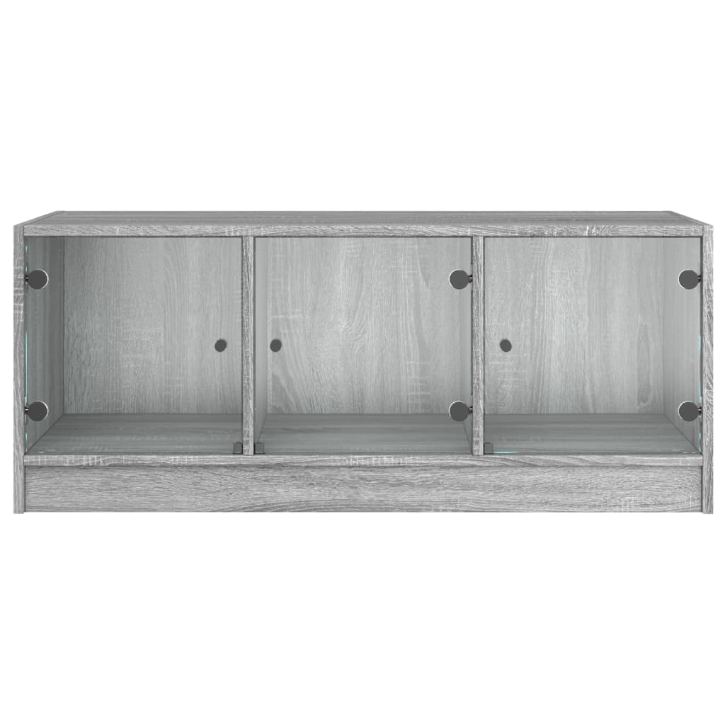 Tavolino da Salotto con Ante in Vetro Grigio Sonoma 102x50x42cm 836418