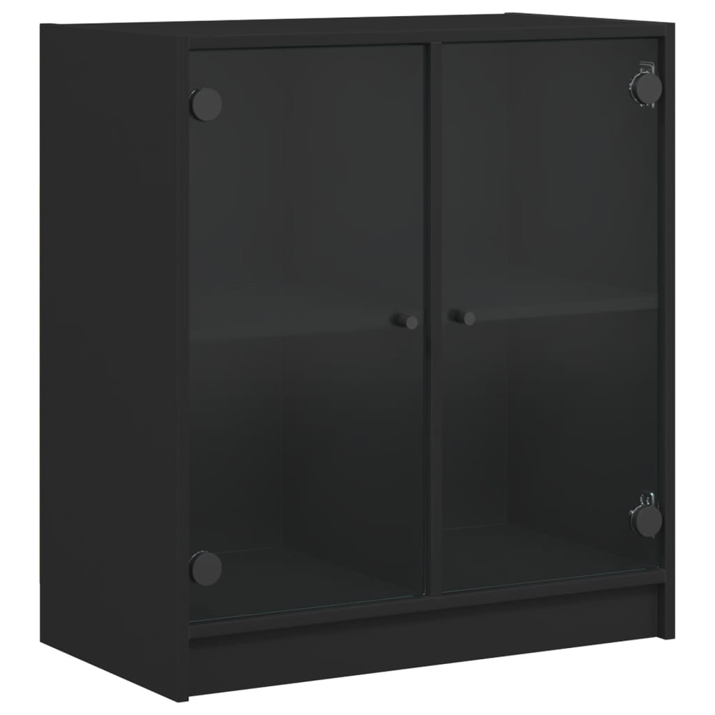 Mobile con Ante in Vetro Nero 68x37x75,5 cm 836421