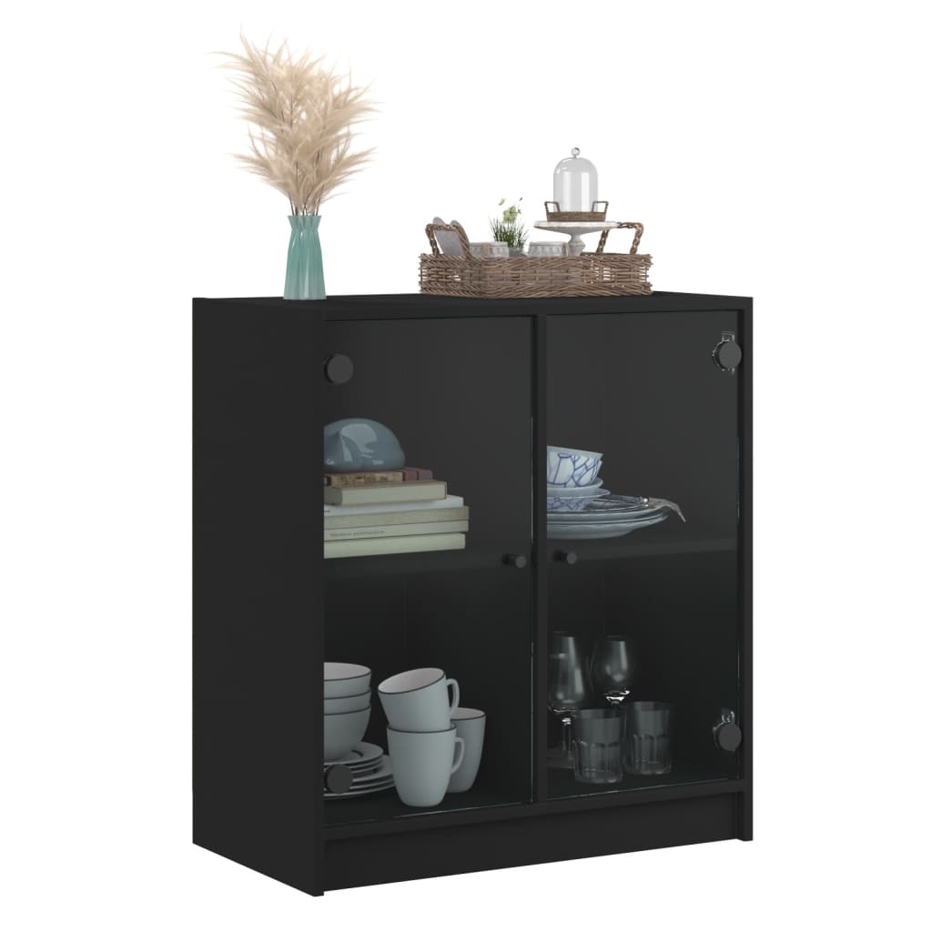 Mobile con Ante in Vetro Nero 68x37x75,5 cm 836421