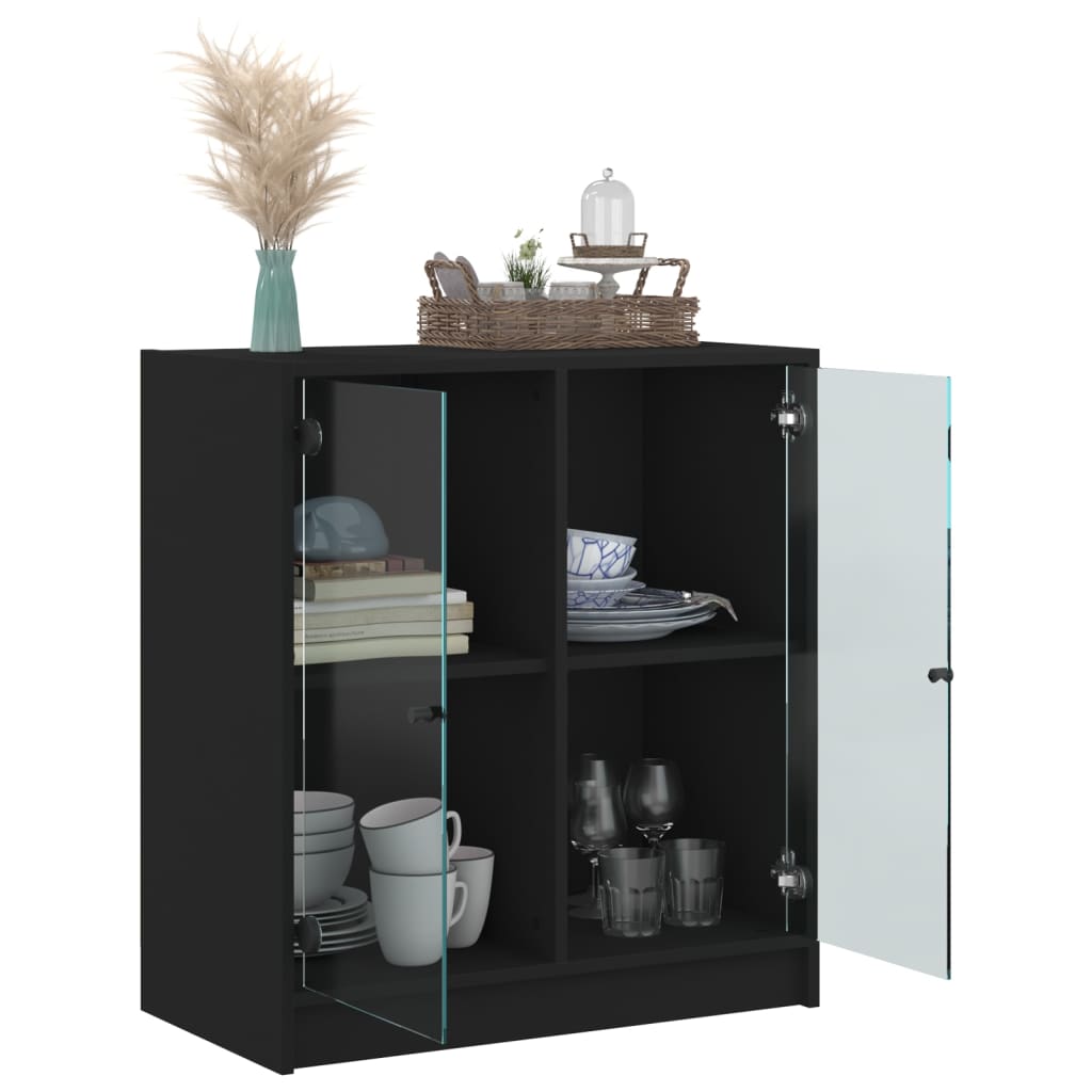 Mobile con Ante in Vetro Nero 68x37x75,5 cm 836421