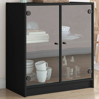 Mobile con Ante in Vetro Nero 68x37x75,5 cm 836421