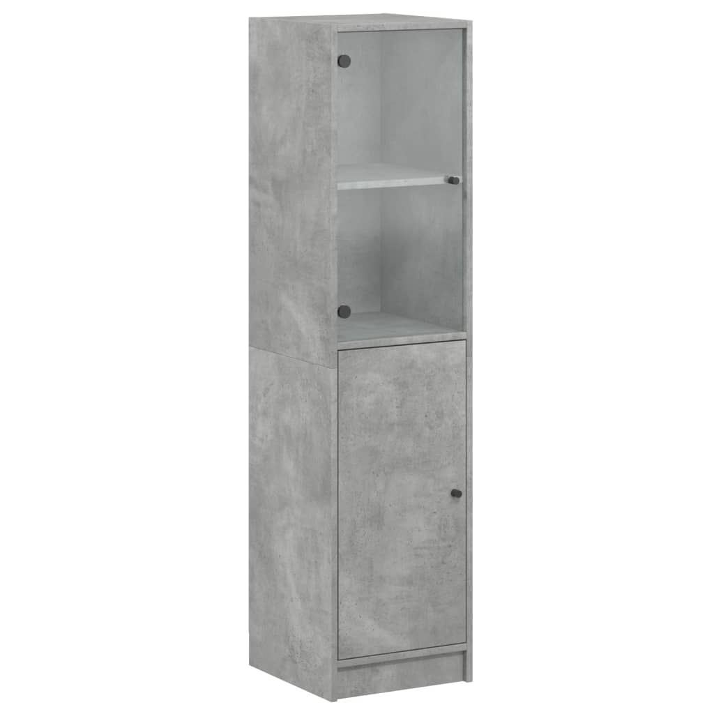 Credenza con Anta in Vetro Grigio Cemento 35x37x142 cm 836444