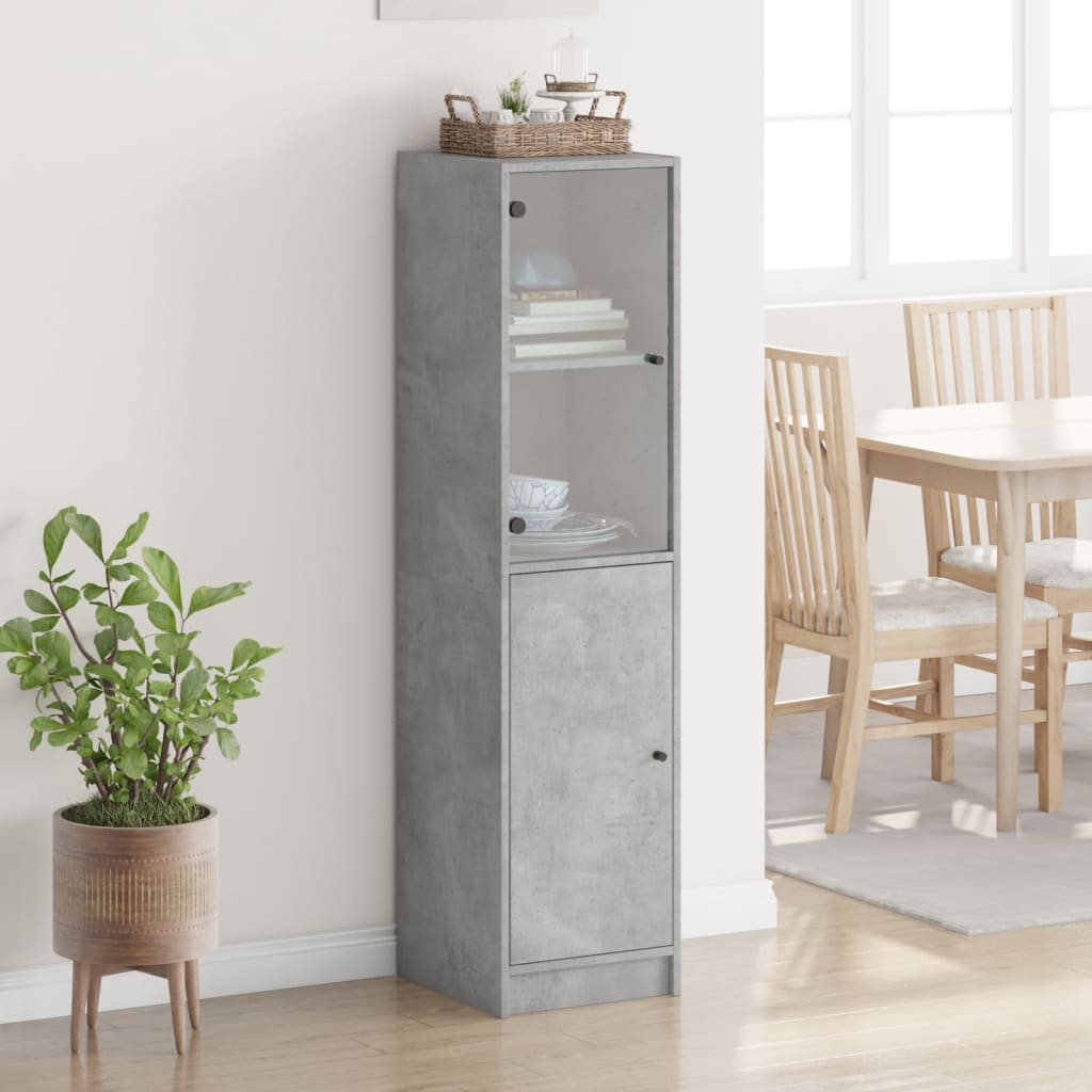 Credenza con Anta in Vetro Grigio Cemento 35x37x142 cm 836444