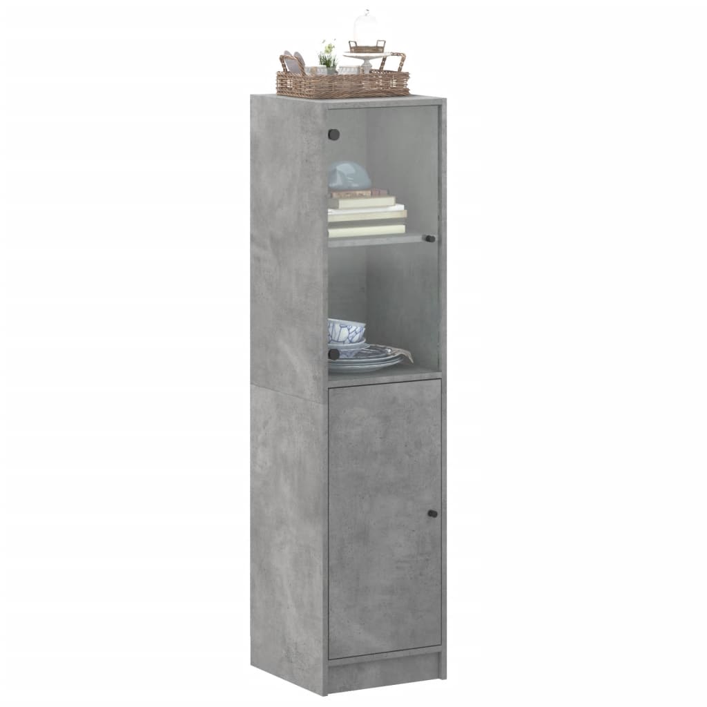 Credenza con Anta in Vetro Grigio Cemento 35x37x142 cm 836444