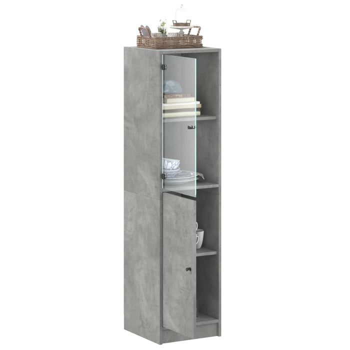 Credenza con Anta in Vetro Grigio Cemento 35x37x142 cm 836444