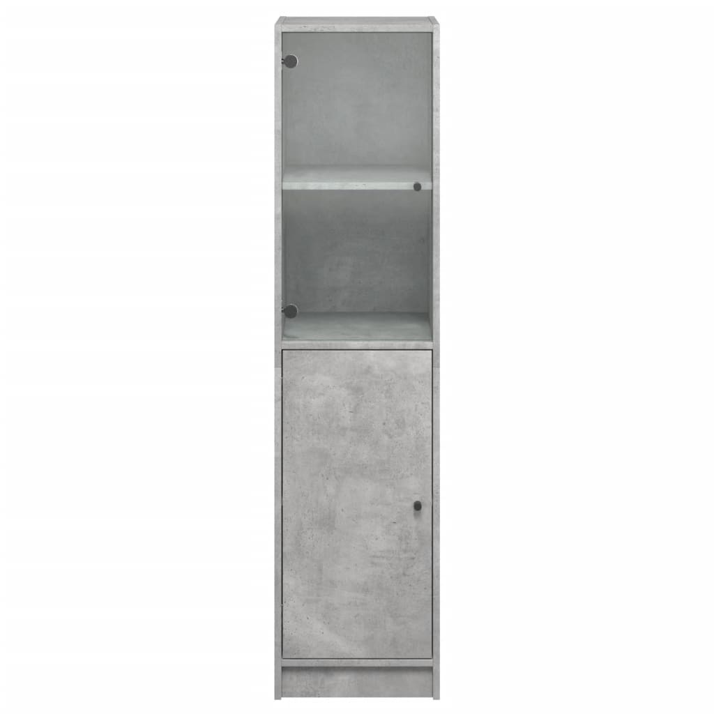 Credenza con Anta in Vetro Grigio Cemento 35x37x142 cm 836444