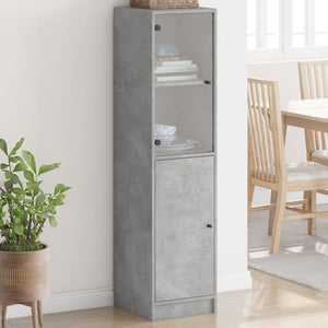 Credenza con Anta in Vetro Grigio Cemento 35x37x142 cm 836444