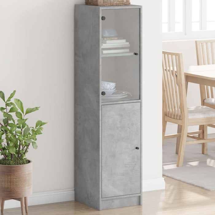 Credenza con Anta in Vetro Grigio Cemento 35x37x142 cm 836444