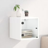 Comodino con Anta in Vetro Bianco 35x37x35 cm 836462