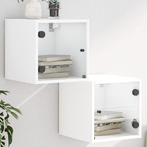 Comodini con Ante in Vetro 2pz Bianco 35x37x35 cm 836463