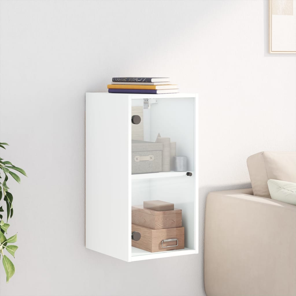 Mobile a Muro con Ante in Vetro Bianco 35x37x68,5 cm 836476