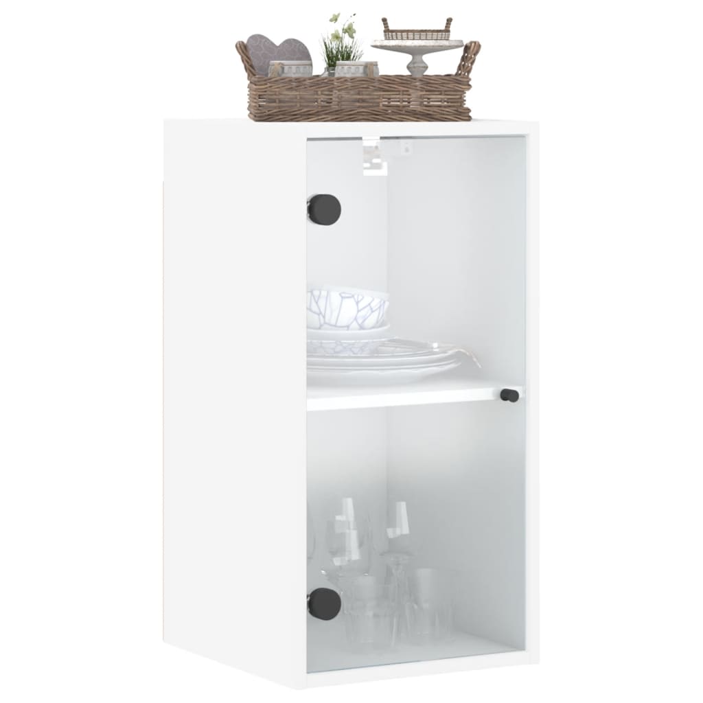 Mobile a Muro con Ante in Vetro Bianco 35x37x68,5 cm 836476