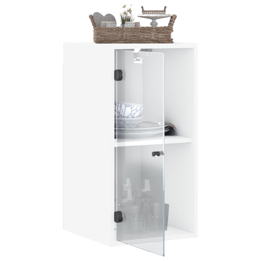 Mobile a Muro con Ante in Vetro Bianco 35x37x68,5 cm 836476