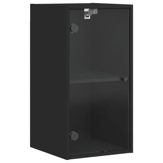 Mobile a Muro con Ante in Vetro Nero 35x37x68,5 cm 836477