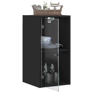 Mobile a Muro con Ante in Vetro Nero 35x37x68,5 cm 836477