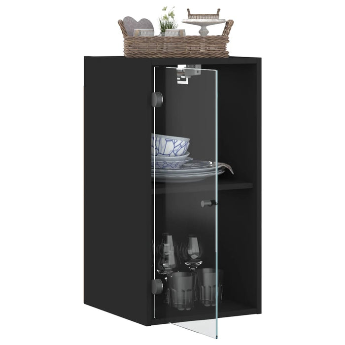 Mobile a Muro con Ante in Vetro Nero 35x37x68,5 cm 836477