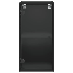 Mobile a Muro con Ante in Vetro Nero 35x37x68,5 cm 836477