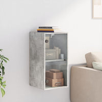 Mobile a Muro con Ante in Vetro Grigio Cemento 35x37x68,5 cm 836479