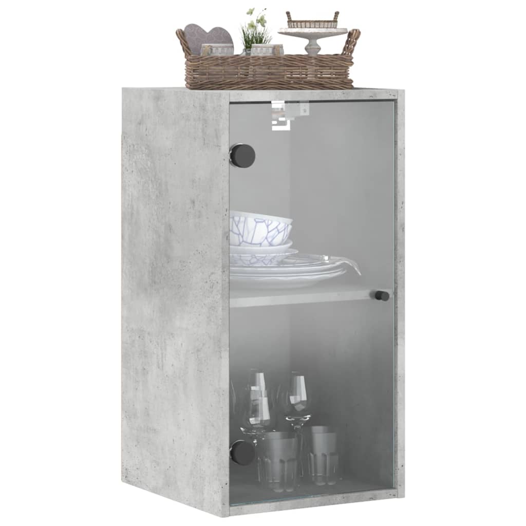 Mobile a Muro con Ante in Vetro Grigio Cemento 35x37x68,5 cm 836479