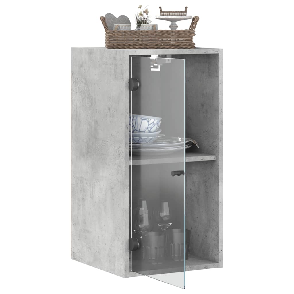 Mobile a Muro con Ante in Vetro Grigio Cemento 35x37x68,5 cm 836479