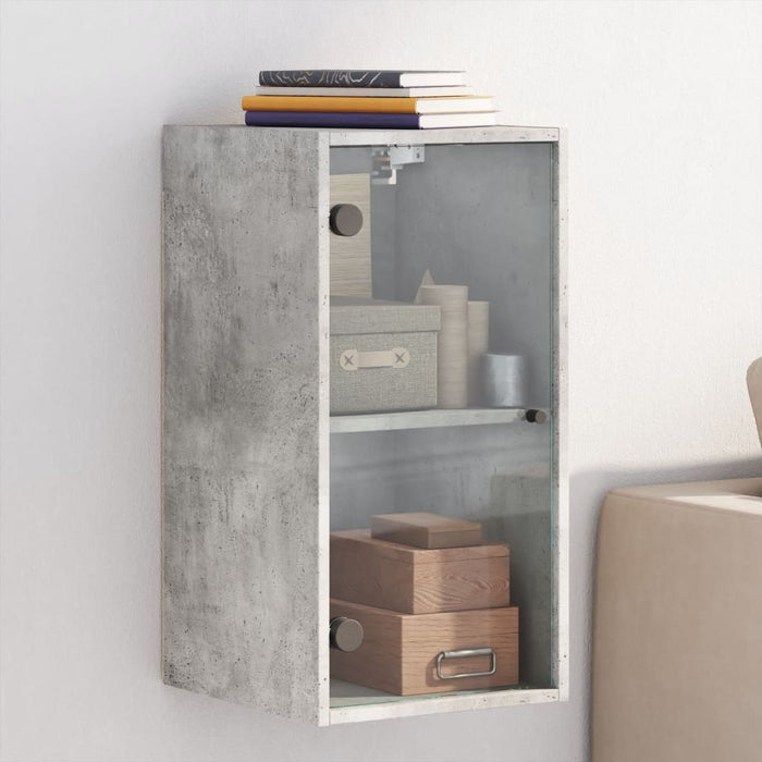 Mobile a Muro con Ante in Vetro Grigio Cemento 35x37x68,5 cm 836479