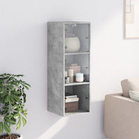 Mobile a Muro con Ante in Vetro Grigio Cemento 35x37x100 cm 836486