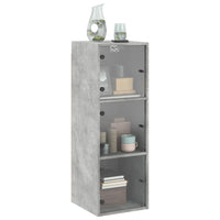 Mobile a Muro con Ante in Vetro Grigio Cemento 35x37x100 cm 836486