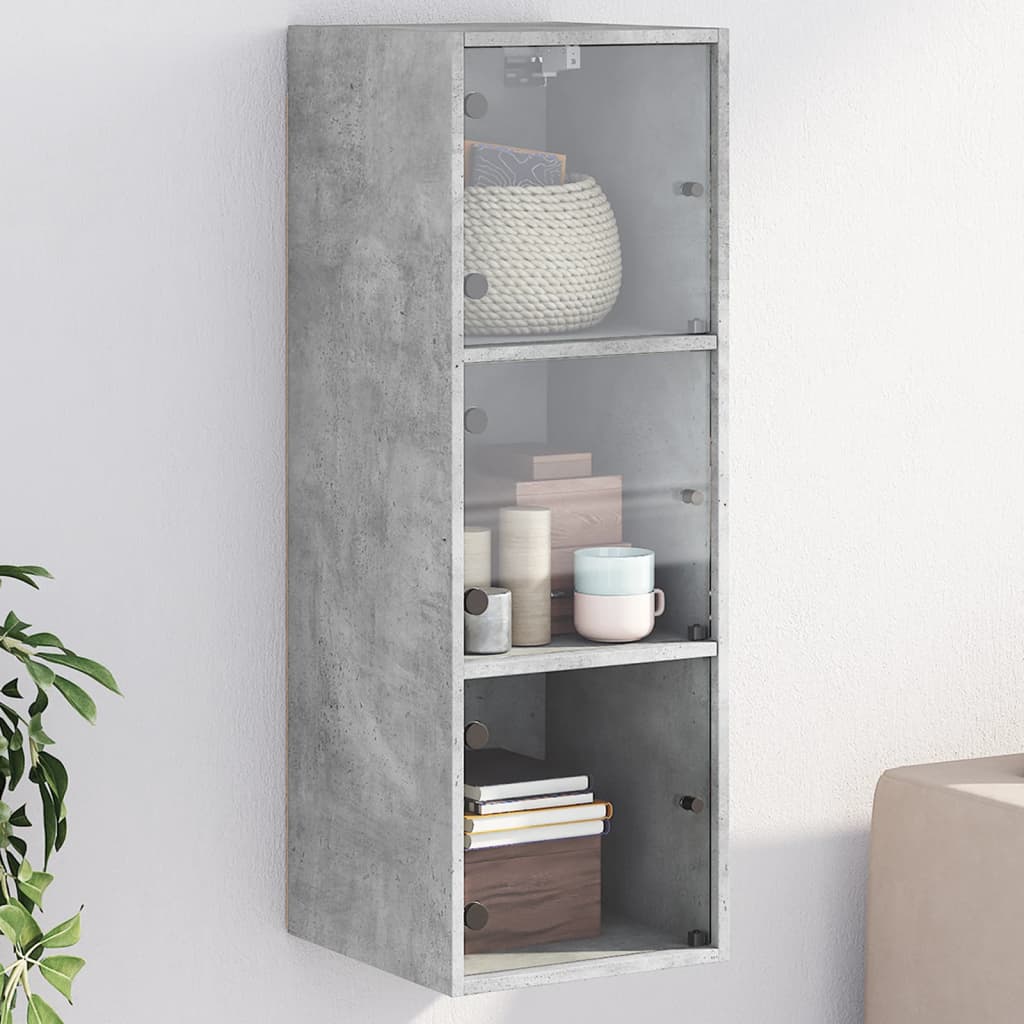 Mobile a Muro con Ante in Vetro Grigio Cemento 35x37x100 cmcod mxl 111159