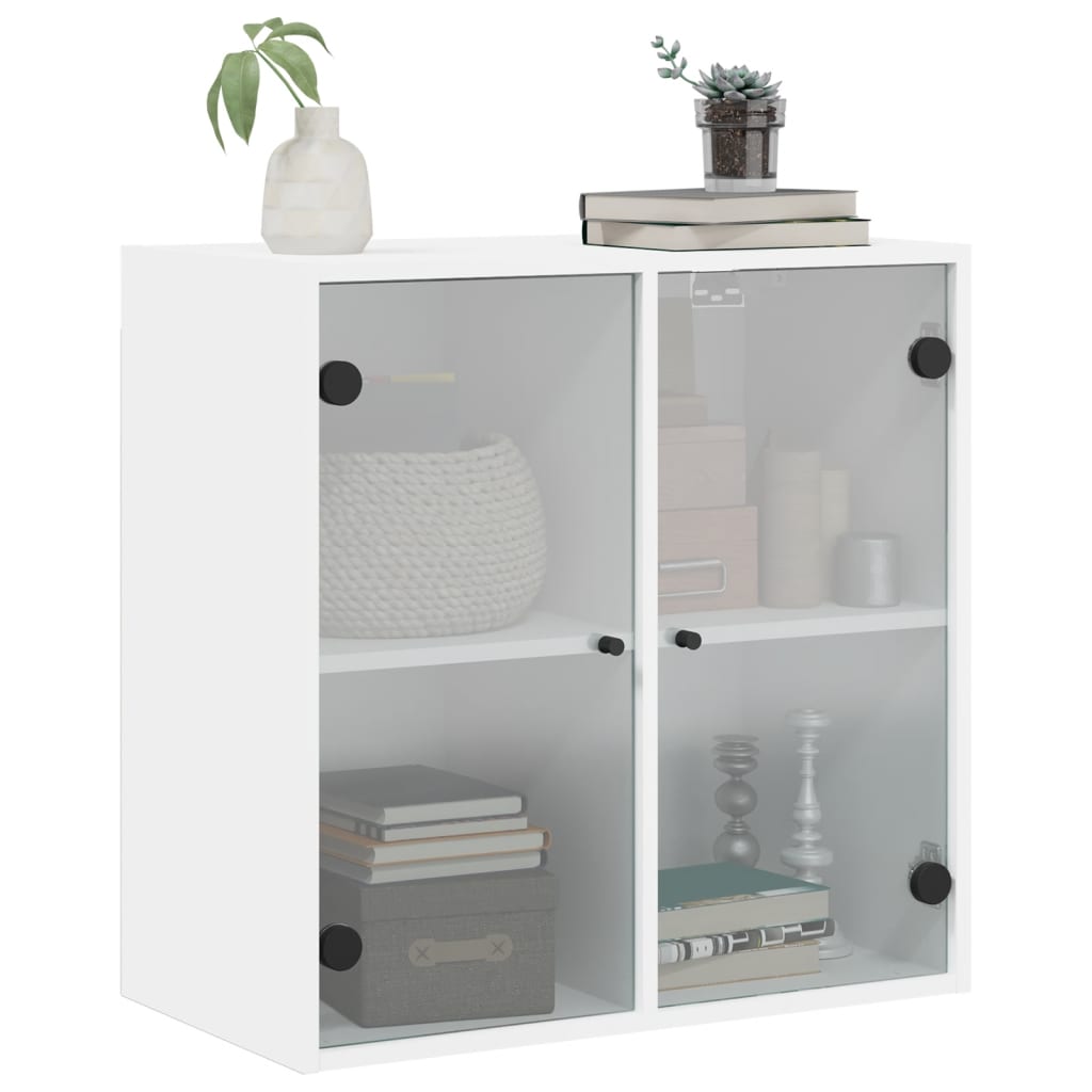 Mobile a Muro con Ante in Vetro Bianco 68x37x68,5 cm 836490