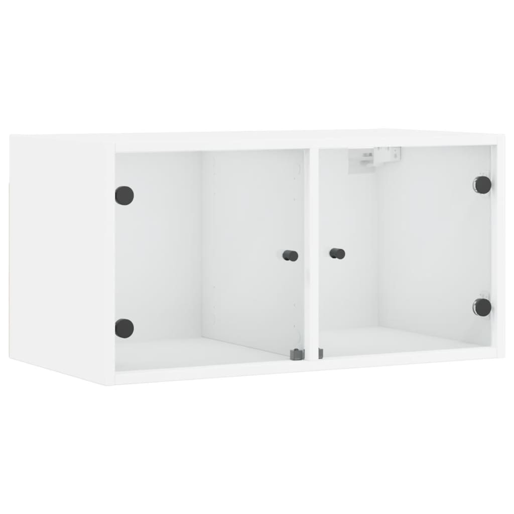 Mobile a Muro con Ante in Vetro Bianco 68,5x37x35 cm 836497