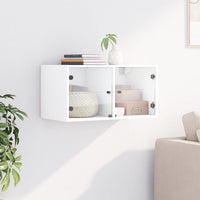 Mobile a Muro con Ante in Vetro Bianco 68,5x37x35 cm 836497