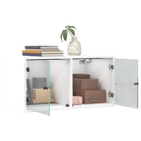 Mobile a Muro con Ante in Vetro Bianco 68,5x37x35 cm 836497