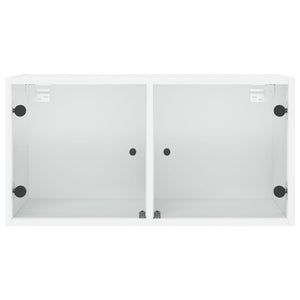 Mobile a Muro con Ante in Vetro Bianco 68,5x37x35 cm 836497